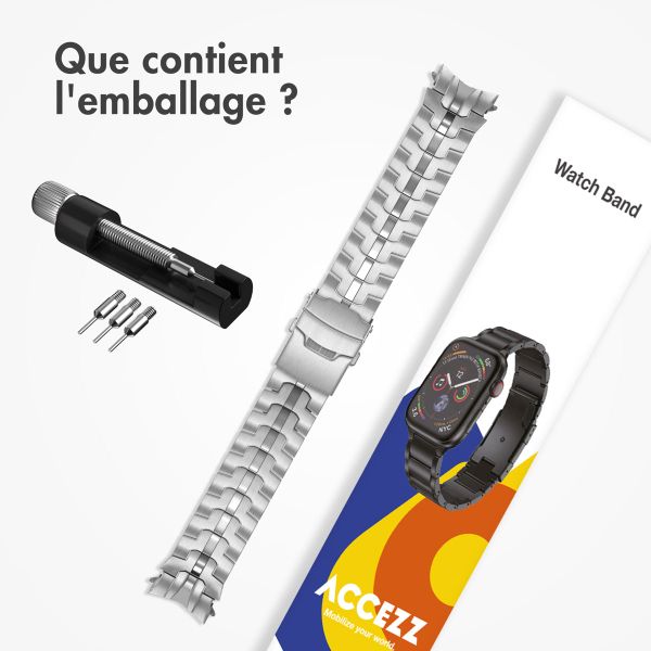 Accezz Bracelet Steel Samsung Galaxy Watch 4 / 5 / 6 / 7 / FE (20 mm) - Argent