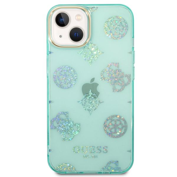 Guess Coque Peony Glitter iPhone 14 - Turquoise