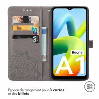 imoshion Etui de téléphone portefeuille Mandala Xiaomi Redmi A1 / A2 - Gris