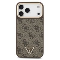 Guess Coque arrière en cuir avec logo Triangle classique et MagSafe Apple iPhone 17 Pro Max - Marron
