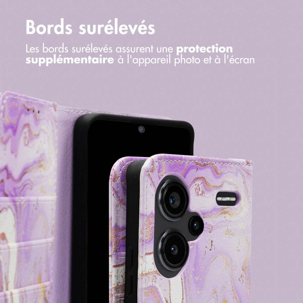 imoshion Étui de télephone portefeuille Design Xiaomi Redmi Note 13 Pro Plus (5G) - Purple Marble