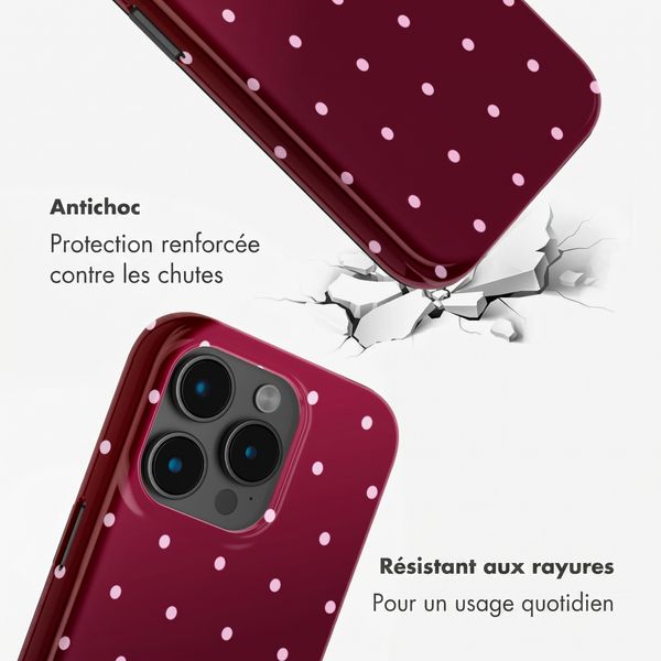 Selencia Coque arrière Vivid Apple iPhone 15 Pro - Happy Dots Burgundy