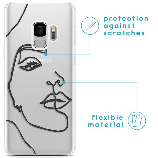 imoshion Coque Design Samsung Galaxy S9 - Visage abstrait - Noir