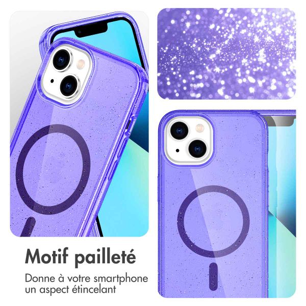 imoshion Coque Pailletée avec MagSafe Apple iPhone 14 - Paillettes Violet