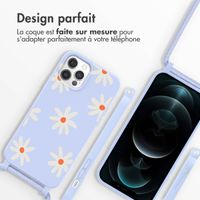 imoshion Coque design en silicone avec cordon Apple iPhone 12 (Pro) - Lila Flower Distance