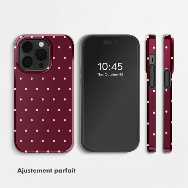 Selencia Coque arrière Vivid Apple iPhone 14 Pro - Happy Dots Burgundy