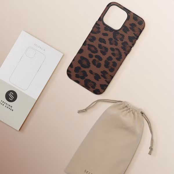 Selencia Coque Sabi imprimé panthère avec MagSafe Apple iPhone 16 Pro Max - Mocha Brown