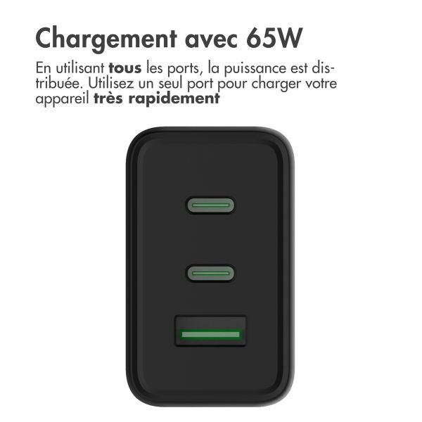 Accezz Chargeur mural ultra rapide Power Pro GaN - 65W - Noir