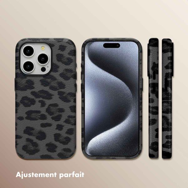 Selencia Coque Sabi imprimé panthère avec MagSafe Apple iPhone 15 Pro - Midnight Black
