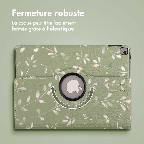 imoshion Coque tablette Design rotatif à 360° Apple iPad 9 (2021) 10.2 pouces / iPad 8 (2020) 10.2 pouces / iPad 7 (2019) 10.2 pouces - Green Flowers