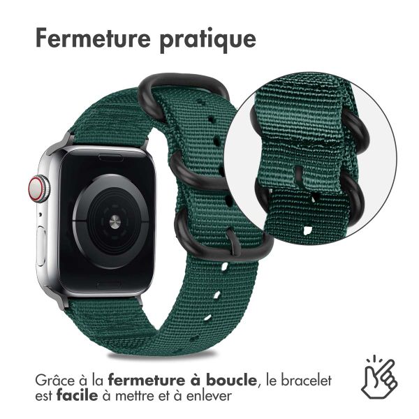 imoshion Bracelet robuste en nylon Apple Watch Series 1 - 9 / SE (38/40/41 mm) | Series 10 / 11 (42 mm) - Vert foncé