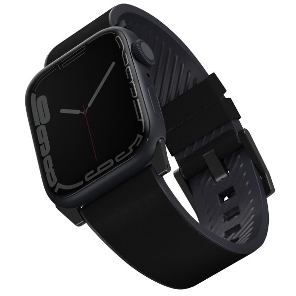 Uniq Bracelet cuir Straden Waterproof Apple Watch Series 1 á 10 / SE / Ultra (2) (44/45/46/49 mm) - Noir Minuit