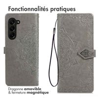 imoshion Etui de téléphone portefeuille Mandala Samsung Galaxy Z Fold 5 - Gris