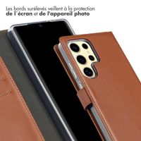 Selencia Étui portefeuille en cuir véritable Samsung Galaxy S25 Ultra - Marron clair