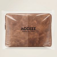 Accezz Pochette ordinateur Leather avec fermeture éclair 15-16 pouces - Cognac