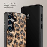 Selencia Coque arrière avec cordon et porte-cartes Nova Samsung Galaxy S24  - Leopard