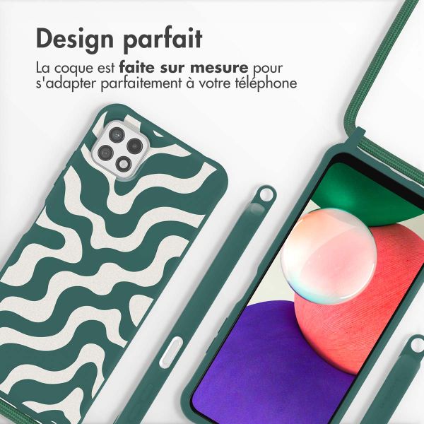 imoshion Coque design en silicone avec cordon Samsung Galaxy A22 (5G) - Petrol Green Groovy