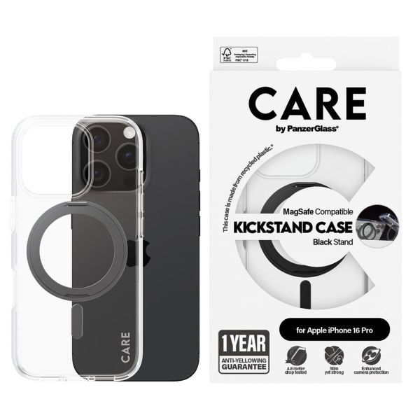 CARE by PanzerGlass Coque Kickstand MagSafe iPhone 16 Pro - Noir