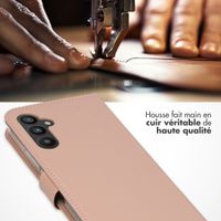 Selencia Étui de téléphone portefeuille en cuir véritable Samsung Galaxy A34 (5G) - Dusty Pink