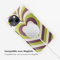 Selencia Coque arrière Vivid Tough avec MagSafe iPhone 13 - Double Hearts Plum Fern