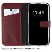 Selencia Étui portefeuille en cuir véritable Apple iPhone 17 Pro - Burgundy