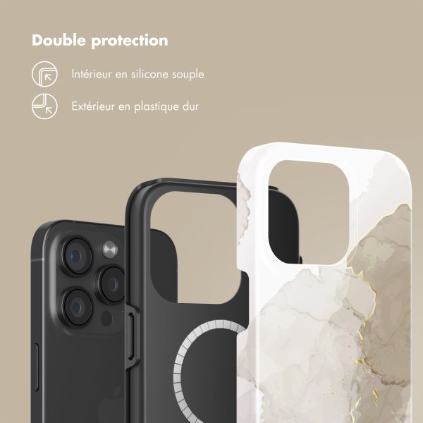 Selencia Coque arrière Vivid Tough avec MagSafe iPhone 15 Pro - Marble Light Brown