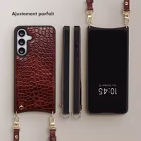 Selencia Coque de télephone Nova Croco avec cordon et porte-cartes Samsung Galaxy S25 FE - Burgundy