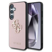 Guess Coque 4G Metal Logo Saffiano Samsung Galaxy S25 Plus - Rose