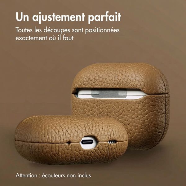 Accezz Coque en cuir véritable  Apple AirPods Pro 2 - Taupe