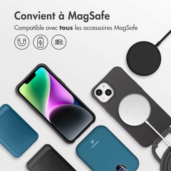 imoshion Coque arrière Color avec cordon amovible et MagSafe Apple iPhone 14 - Black Coffee