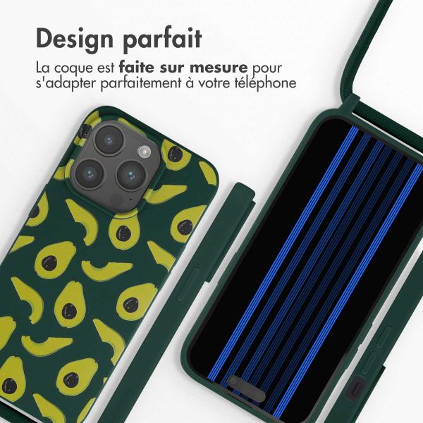 imoshion Coque design en silicone avec cordon Apple iPhone 15 Pro - Avocado Green