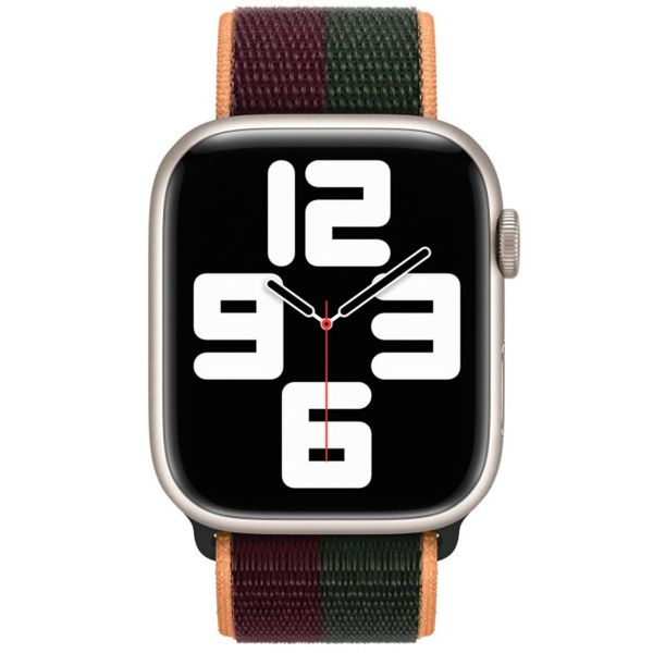 Apple Bracelet Sport Loop Apple Watch Series 1 t/m 9 / SE (38/40/41 mm) | Series 10 / 11 (42 mm) - Dark Cherry/Forest Green