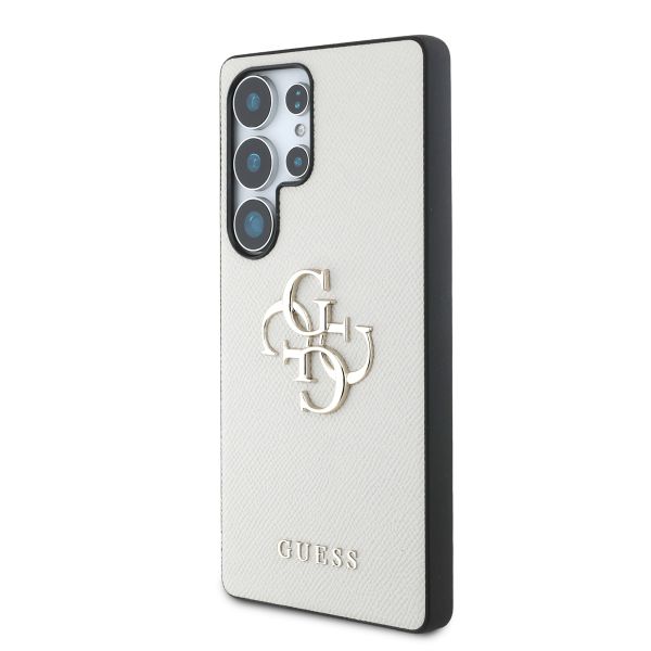 Guess Coque 4G Metal Logo Saffiano Samsung Galaxy S25 Ultra - Beige