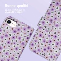 imoshion ﻿Étui de téléphone portefeuille Design iPhone SE (2022 / 2020) / 8 / 7 / 6(s) - Purple Flowers