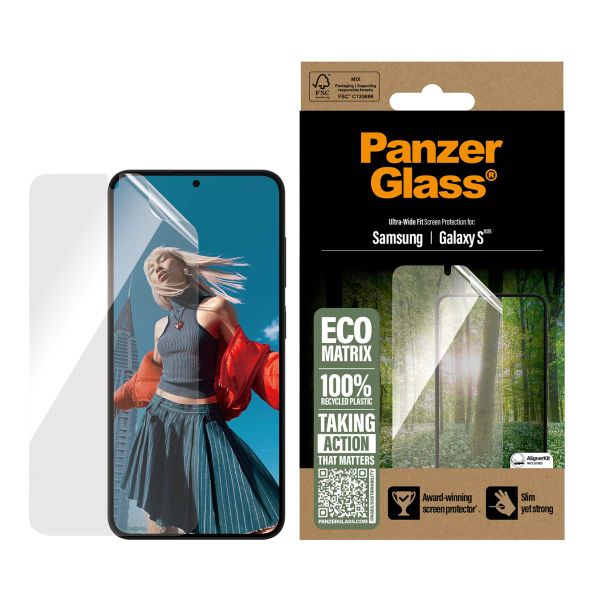 PanzerGlass ﻿Protection d'écran Matrix Recycled Ultra-Wide Fit Anti-bactérienne avec applicateur Samsung Galaxy S25