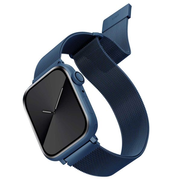 Uniq Bracelet en acier Dante Mesh Apple Watch Series 1 á 10 / SE / Ultra (2) (44/45/46/49 mm) - Bleu Cobalt