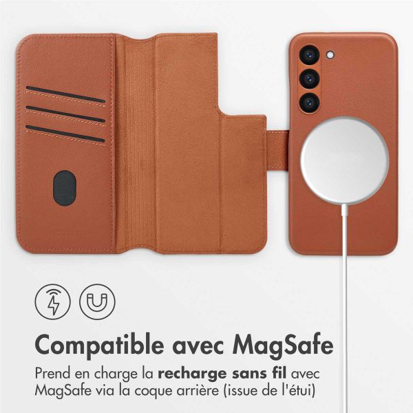 Accezz Étui de téléphone portefeuille en cuir 2-en-1 avec MagSafe Samsung Galaxy S23 - Sienna Brown