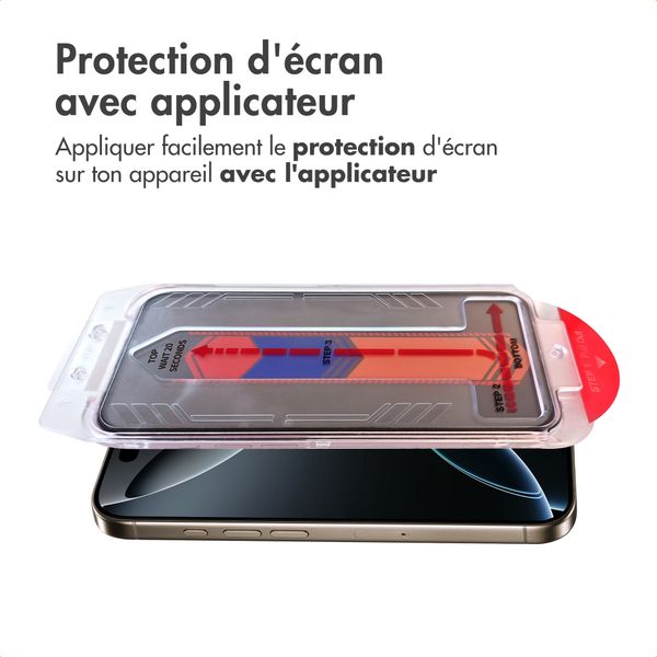 Accezz Protection d’écran en verre trempé avec filtre de confidentialité + Applicateur Apple iPhone 16 Pro