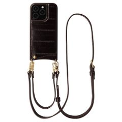 Selencia Nova coque arrière en cuir véritable avec porte-cartes Apple iPhone 15 Pro - Dark Chocolate