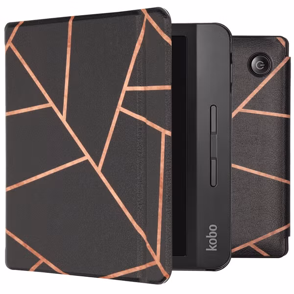 imoshion Design Slim Hard Sleepcover avec support Kobo Libra H2O - Black Graphic