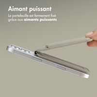 Accezz Portefeuille en cuir avec support - Compatible avec MagSafe et Qi2 - Light Grey