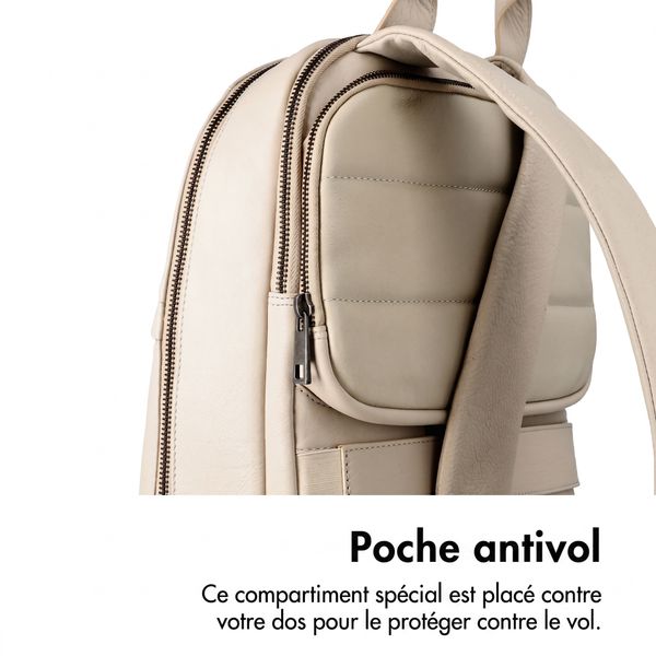 Accezz Leather Sac à dos ordinateur 16 pouces - Beige