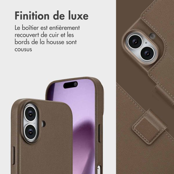 Accezz Étui de télephone portefeuille en cuir 2-en-1 avec MagSafe Apple iPhone 17 - Marron café