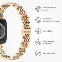 Selencia Bracelet en acier slim style Jubilee Apple Watch Series 1 t/m 9 / SE (38/40/41 mm) | Series 10 / 11 (42 mm) - Rose Doré