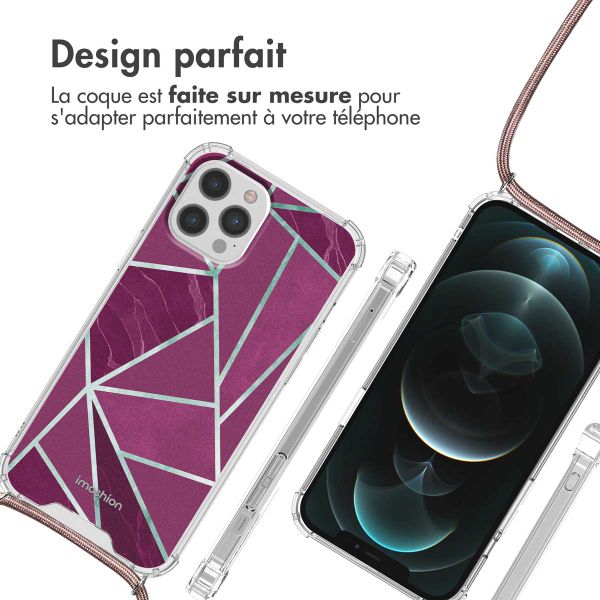 imoshion Coque Design avec cordon Apple iPhone 12 (Pro) - Bordeaux Graphic
