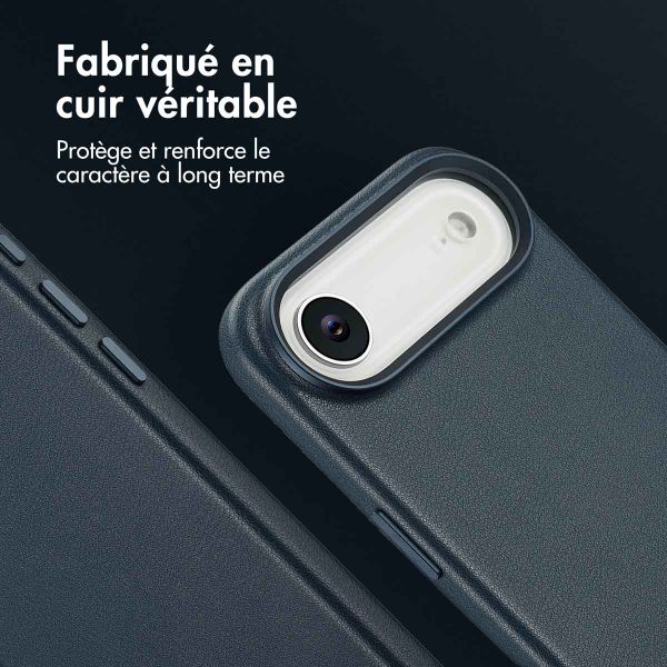 Accezz Coque arrière en cuir avec MagSafe Apple iPhone Air - Nightfall Blue