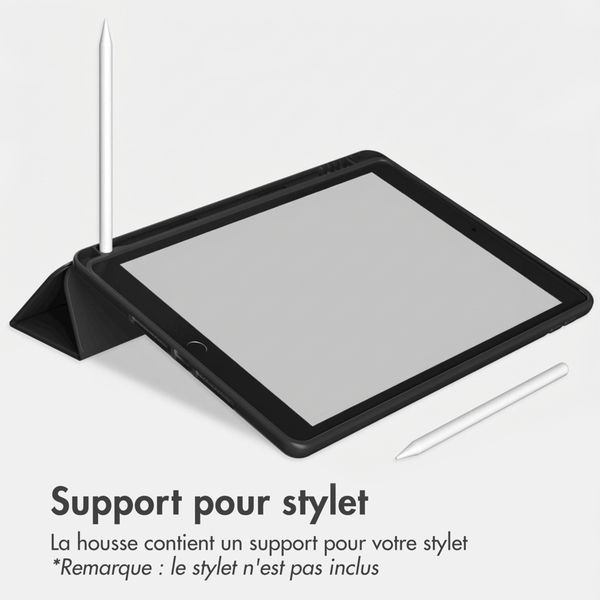 Accezz Coque tablette portefeuille Smart Silicone Apple iPad 9 (2021) 10.2 pouces / iPad 8 (2020) 10.2 pouces / iPad 7 (2019) 10.2 pouces - Noir
