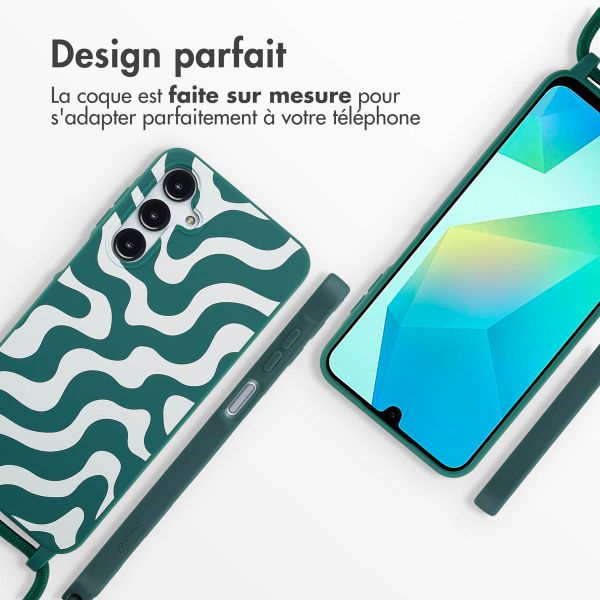 imoshion Coque design en silicone avec cordon Samsung Galaxy A16 5G - Petrol Green Groovy