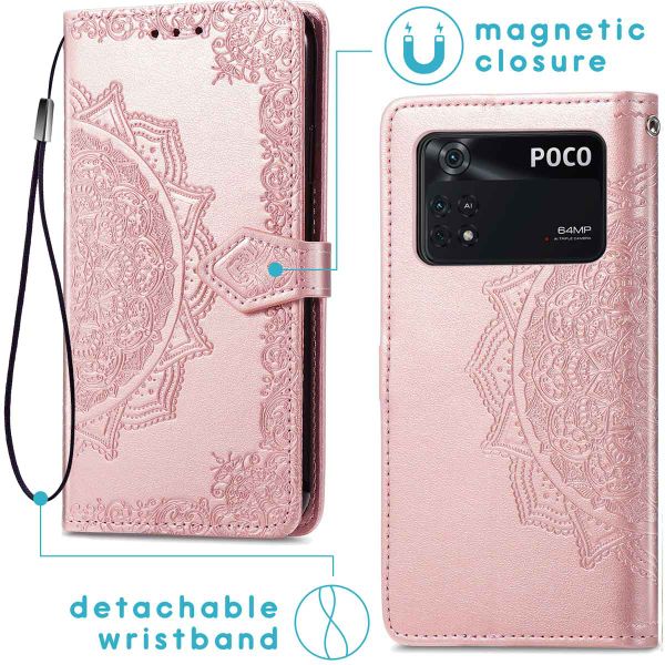 imoshion Etui de téléphone portefeuille Mandala Xiaomi Poco M4 Pro 5G - Rose Dorée