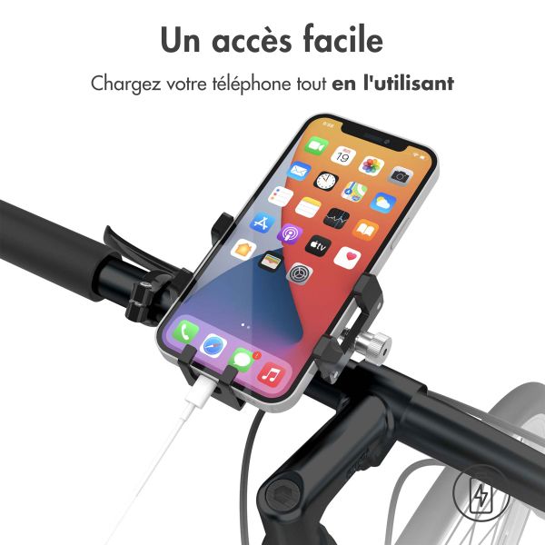 Accezz Support de téléphone pour vélo Samsung Galaxy A12 - Réglable - Universel - Aluminium - Noir